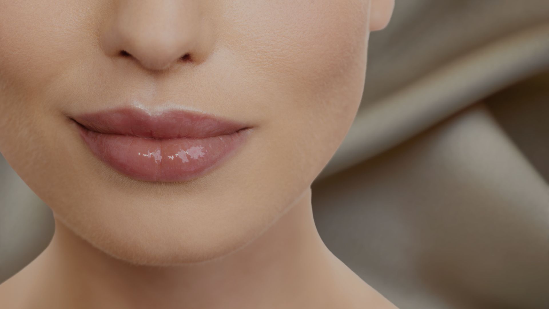 Die Lippenpartie einer Frau. 